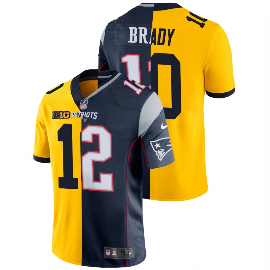 Michigan Wolverines Men's NCAA Tom Brady #10 Maize Navy Split Limited Edition Game College Football Jersey ESK8049ML